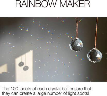 2PCS 4cm Clear Ball Crystal Sun Catcher Prisms, stino Hanging Suncatchers with Glass Prism, Rainbow Maker for Windows, Home, Room, Garden Decor (1, Ball Clear 2Pcs)