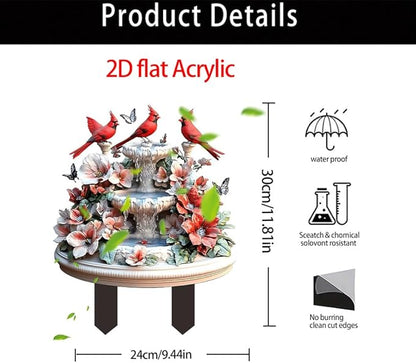Hummingbird Flowing Water Garden Stake Decor, Butterfly Acrylic 2D Garden Decoration,Sculptures Ornament Garden Accessories for Outdoor Indoor Yard Lawn Pot Plants (Style C)