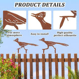 CREATCABIN 2Pcs Rusty Birds Fence Decoration Outdoor Metal Birds Decor for Yard Art Metal Craft Statue Ornaments Iron Sculptures Stakes Rustic Garden Decor for Farmhouse Yard Wall