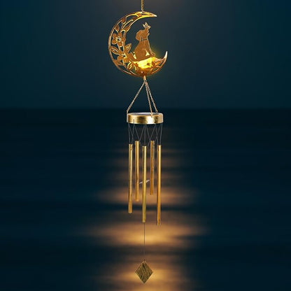 Moon Dog Wind Chime Outdoor, Handcrafted Metal Garden Wind Chimes with Dog & Moon Charms, Soothing Wind Bells for Patio Porch Decor, Weatherproof Gift for Lovers & Pet Owners