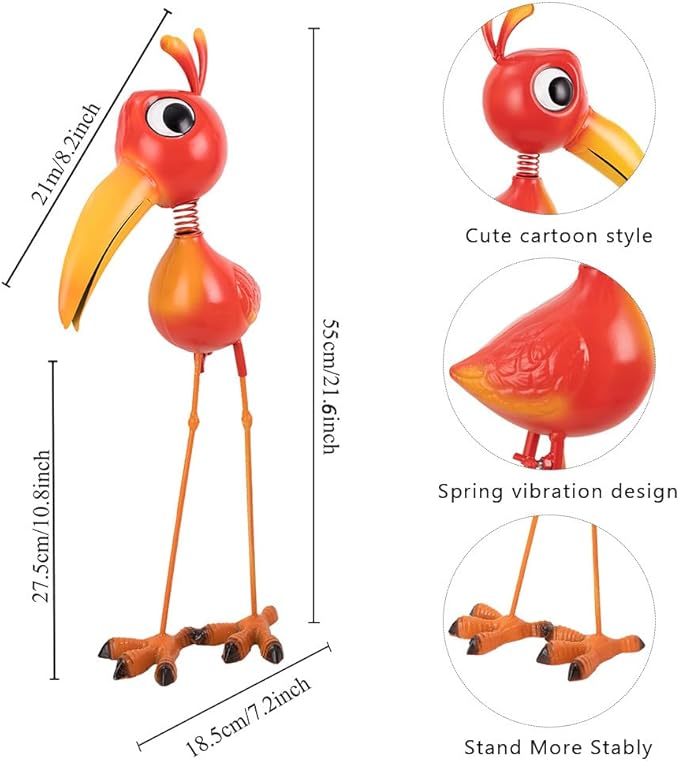 Metal Redfinch Statue Outdoor Garden Decor - 21" Redfinch Decor Outdoor Sculptures - Yard Art Gift for Backyard,Patio,Porch,Home