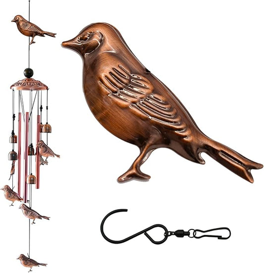 Maydahui Bird Retro Metal Wind Chime (34 Inch H) Memorial Wind Bell Animal Windchime with S Shaped Hook for Indoor and Outdoor Decor Festival Garden Party