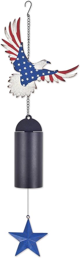Sunset Vista Designs Garden Décor - Red White and Blue Americana Eagle for Porch Patio or Home Decoration, 23-Inch, Wind Bell