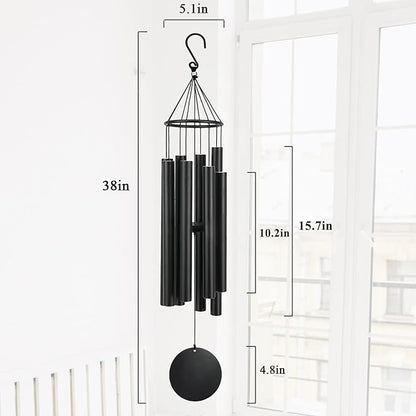 Large Wind Chimes Outdoors Deep Tone, in Memory of Loved One Wind Chimes for Outside,Sympathy Chimes Gifts for Mother/Father,Prime/Clearance Memorial Chimes, Metal Chimes Outdoors Garden Décor(Black)