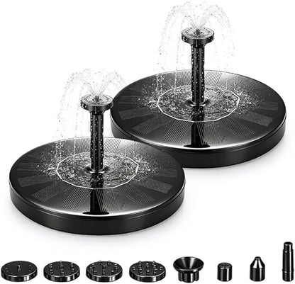 Solar Fountain for Bird Bath, 2026 New Floating Mini Solar Water Fountain with 6 Nozzles, Solar Birdbath Fountain for Garden, Pond, Pool, and Outdoor (2, 5.1in)