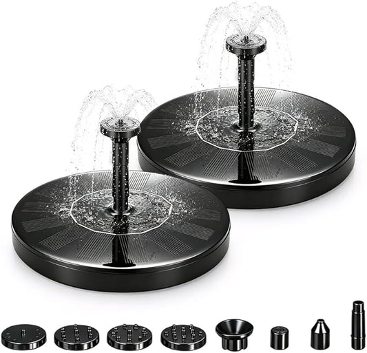 Solar Fountain for Bird Bath, 2026 New Floating Mini Solar Water Fountain with 6 Nozzles, Solar Birdbath Fountain for Garden, Pond, Pool, and Outdoor (2, 5.1in)