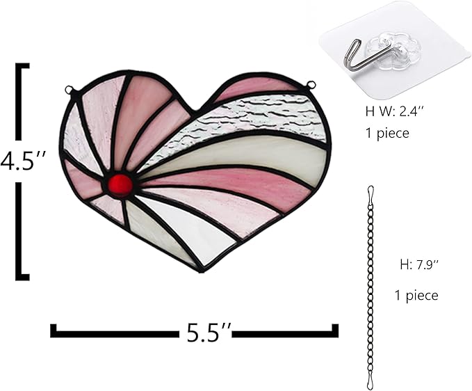 Heart Suncatcher Stained Glass Window Hangings, Heart Shaped Birthday Gift for Grandma Aunt Sister Parents, for Women Couple Annivesary Wedding Gifts for Mom