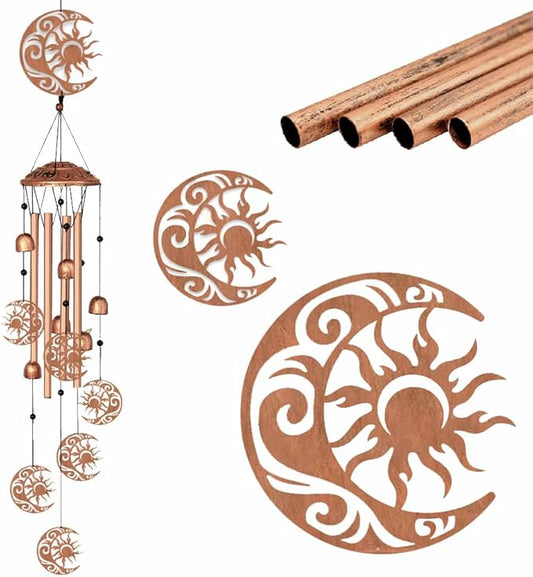 Sun and Moon Wind Chimes for Outside Garden Wind Chime Wind Bells Outdoor Memorial Gifts Sympathy Gifts for Women Men Metal Windchimes for Outdoors, Indoors, Patio, Garden, Yard, Home Decor