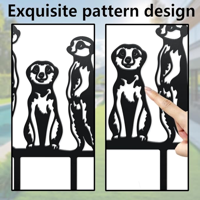 WADORN Charming Meerkat Metal Decorative Garden Stakes, Funny Meerkat Metal Outdoor Statues Meerkat Garden Animal Statue Ornament Gifts Funny Animal Outdoor Decor for Garden Backyard Patio Walkways