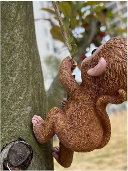 Climbing Monkey Tree Hugger Garden Monkey Statue Resin Animal Sculpture Yard Decor for Outside, Funny Tree Climber Figurine Outdoor Patio Lawn Decor