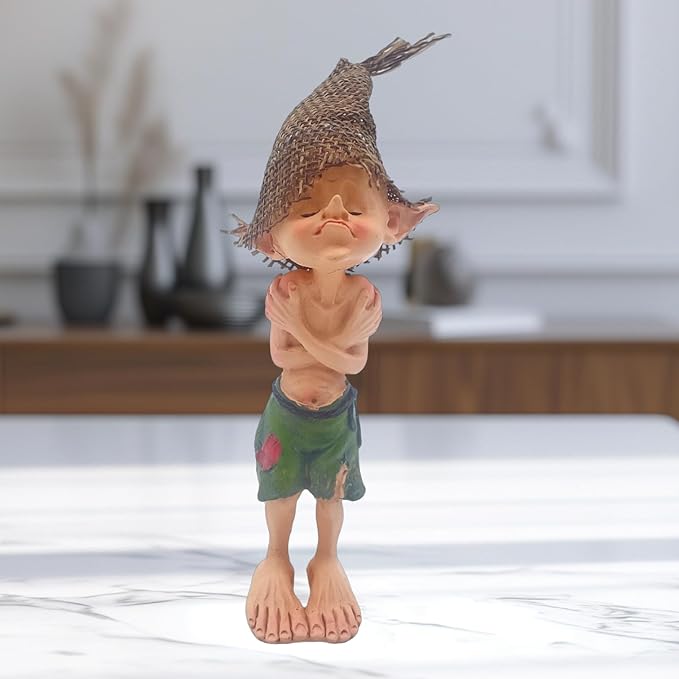 Elf Figurine Poor Pixie Statue – for Home Garden Patio Lawn Decor, Outdoor Elves Fairy Garden Bedroom Learning Room Decorations Friend Gift