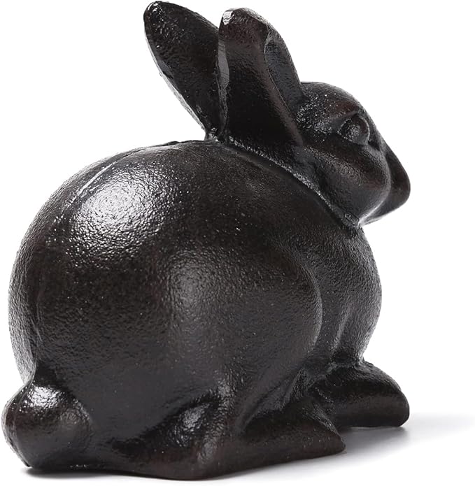 BRASSTAR Cast Iron Sitting Rabbit Statue Outdoor Garden Patio Yard Indoor Home Animal Figurine Decorative 4.4''(H) TQGJPT307