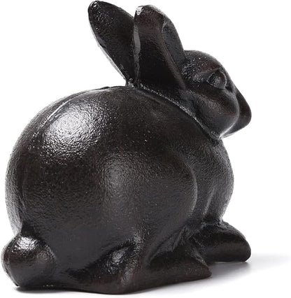 BRASSTAR Cast Iron Sitting Rabbit Statue Outdoor Garden Patio Yard Indoor Home Animal Figurine Decorative 4.4''(H) TQGJPT307
