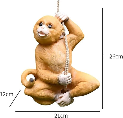 Cute Statues Garden Sculpture Outdoors Climbing Monkey Tree Hanging Backyard Decor(B)
