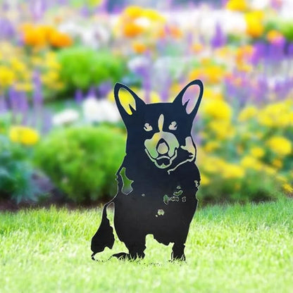 Dog Style Metal Puppy Silhouette Garden Statues French Bulldog/Doberman Pinscher Backyard Lawn Stakes, Festival Decorations & Yard Decor Iron Art (Cc)