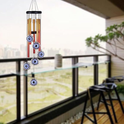 Blue Evil Eyes Amulet Wind Chimes Outdoor Hanging Decor, Evil Eye Wind Bells, Mobile Evil Eye Blessing Windcatcher, Blue Evil Eye Wind Chimes for Home, Gift for Mom, Balcony, Patio, Garden Decoration