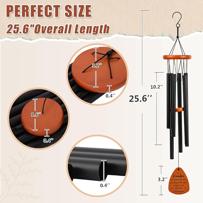 Gifts for Grandpa, Wind Chimes for Grandpa, Grandfather Birthday Gift from Granddaughter Grandson, Love Reminder Gifts Ideas for Thanksgiving Christmas Father's Day