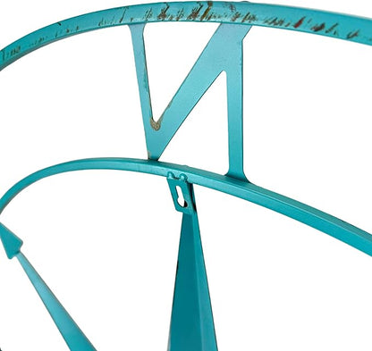 Zeckos 39 Inch Aqua Metal Compass Rose Wall Decor, Large Distressed Nautical Wind Rose Wall Sculpture with Keyhole Hanger for Coastal Entryway, Living Room, Bedroom or Covered Patio
