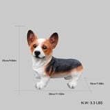 Red & White Corgi Pathway Greeter with Solar Lantern & Reversible Sign, Standing Corgi Statue for Doorway, Patio Rail, Balcony & Yard