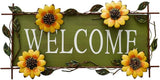 Welcome Sign Metal Hanging Sunflower Signs for Front Door Porch Wall - Rustic Decorative Door Hanger Indoor Outdoor Spring Decoration Wreath Decor (A)