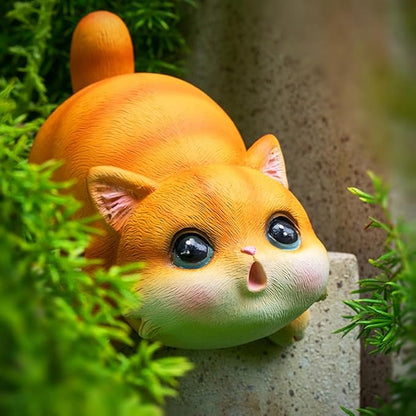 Cat Flower Pot Huggers for Flower Pots, Cute Plant Pot Hanger Ornaments, Funny Plant Decorations for Pots, Resin Cat Figurines for Garden Planters Edge Hanging Decor (A)