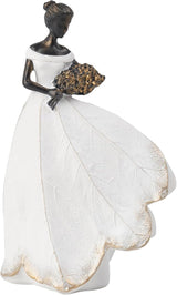 Guichifun Fairy Statue Collection Home Decoration - White Leaf Angel Girls Resin Home Decor for Outside or Inside Rustic Garden Outdoor Yard Decorations Figurines Memory Gift 7.5 x 4.5 x 11.5 Inch