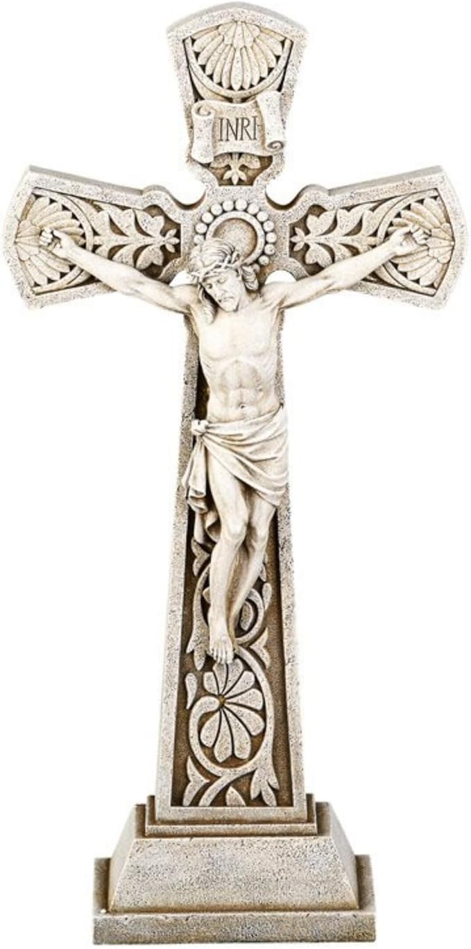 Avalon Gallery Garden Crucifix Statue, Stone Resin Outdoor Religious Décor, 23.5" Tall x 9" Wide