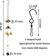 Maydahui Peacock Retro Wind Chime (22 Inch H) Alloy Wind Bell Animal Windchime with S Shaped Hook for Mom Gifts Festival Garden Party Indoor and Outdoor Decor