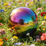 Lily's Home Gazing Globe Mirror Ball in Rainbow Stainless Steel - 12 Inch