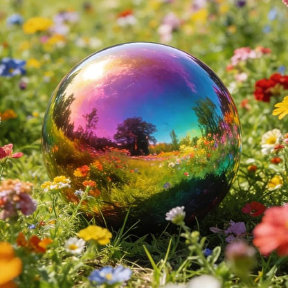 Lily's Home Gazing Globe Mirror Ball in Rainbow Stainless Steel - 12 Inch