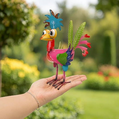 8'' Metal Rooster Garden Decor – Chicken Statues Sculpture, Outdoor Animal Ornaments Yard Art for Backyard Patio Lawn Home Kitchen Decor Outside Decorations, Wacky Decor Gifts for Chicken Lovers