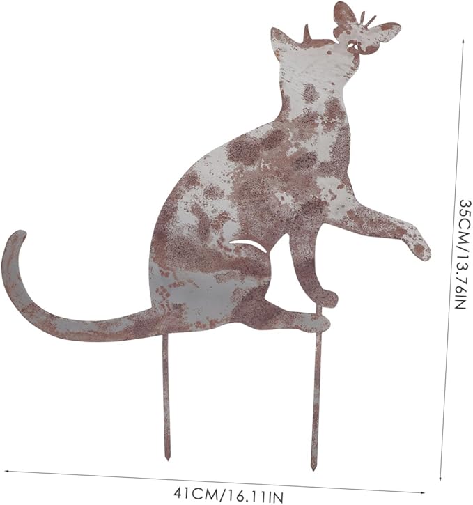 Totority Garden Cat Stake Iron Art Stake Vintage Cat Statue for Outdoor Decor Lawn Ornament