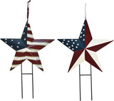 Morning View American Flag Garden Stake Set of 2 Patriotic Decor Metal Star US Flag Yard Sign Bar Star Outdoor Lawn Art Ornament 4th of July Memorial Day Veterans Day Independence Day 12 Inches Tall