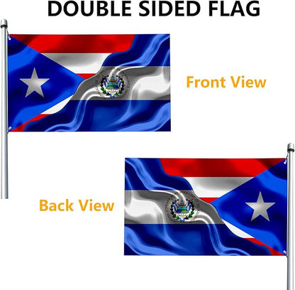 Puerto Rican Puerto Rico And El Salvador Flag 3x5 Ft Double-Sided Printed Indoor/Outdoor Flag Polyester Fabric Decorative Banner With 2 Brass Grommets 3x5 Foot National Flags For Outside