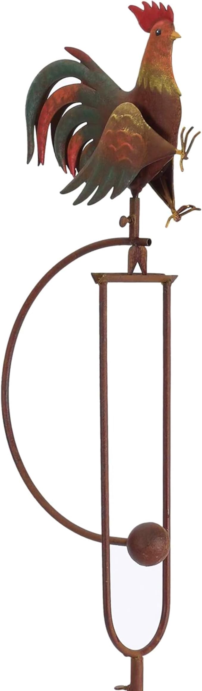 Metal Bird Garden Rocking Stakes with Dual Motion (Rooster)