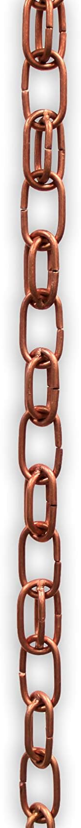 Extra Link Copper Rain Chain with Installation Kit - 10 Foot