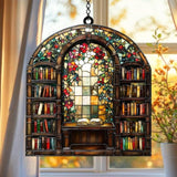Floral Library Acrylic Suncatcher, Book Suncatchers for Window Hangings, Bookish Gifts for Readers Book Lovers Bookworm, Gift for Mother's Day, Women, Mom, Wife, Grandma