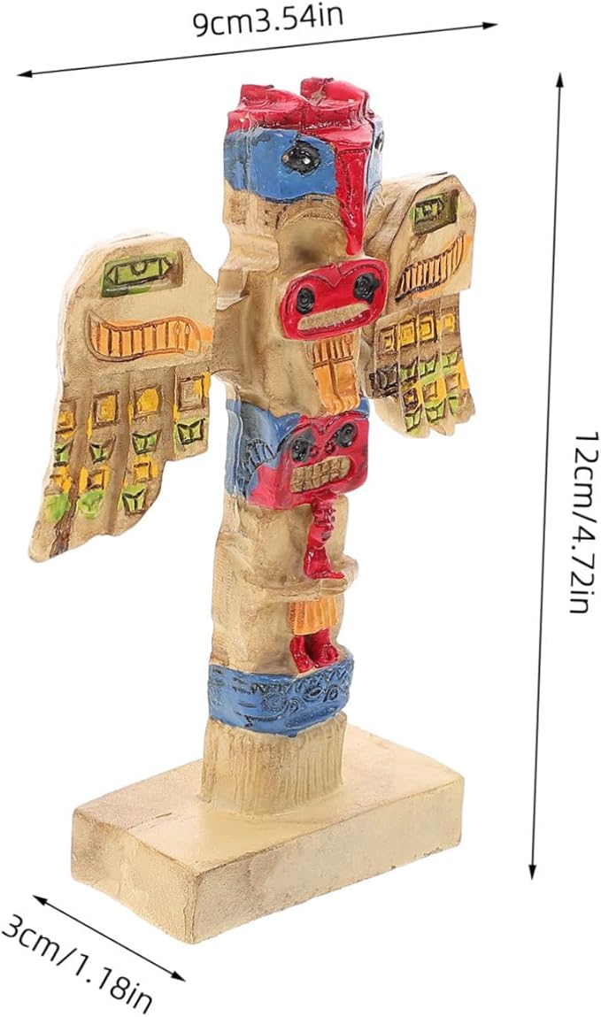 Vaguelly Resin Tribal Symbol Figurine Handpainted Decor Garden Ornament for Outdoor Spaces Unique Tribal Token for Courtyards Vibrant Resin Craft Decoration