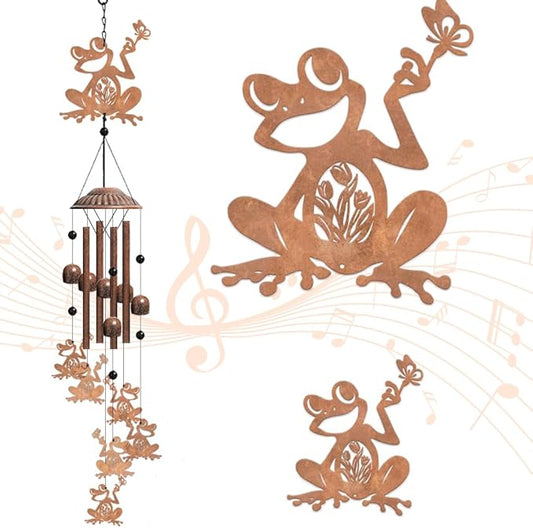 OLYCRAFT Frog Wind Chimes Outdoors Wind Chime Sympathy Memorial Windchime Iron Windchime Memorial Presents Hanging Windbell for Patio Backyard Home Garden Pendant Decoration - 30 Inch