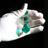 20pcs Chandelier Crystals Maple Leaf Prism Pendant Parts Connected Glass Octagon Beads Chain for Chandelier Decoration 38mm (Peacock Green)