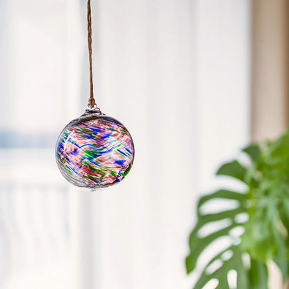4”Christmas Balls, Gazing Balls Hanging Witch Balls, Hand-Blown Glass Ball Christmas Ornament for Window Outdoor Home Decor, Christmas Tree Decoration, Gifts for Women (Purple