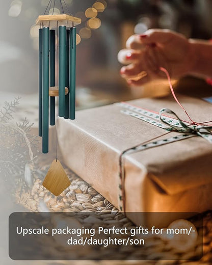 Wind Chimes Deep Tone Outdoor with Hook for Mother's Day/Housewarming/Christmas, Memorial Wind Chimes for Patio, Garden, Yard, Home Decor, Green