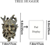 Whimsical Tree Face Garden Statues Outdoor Decor – Funny Old Man Tree Hugger Wall Sculpture with Mustache, Fairy Art Fence Hanging Resin Ornament, Outdoor Wall Mounted Sculpture for Patio Lawn & Home