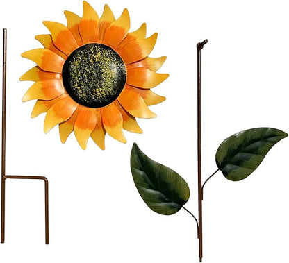 Grace Home Metal Sunflower Garden Stake,Sunflower Garden Patio Lawn Yard Stake Metal Sunflower Patio Garden Yard Outdoor Decoration 32''H