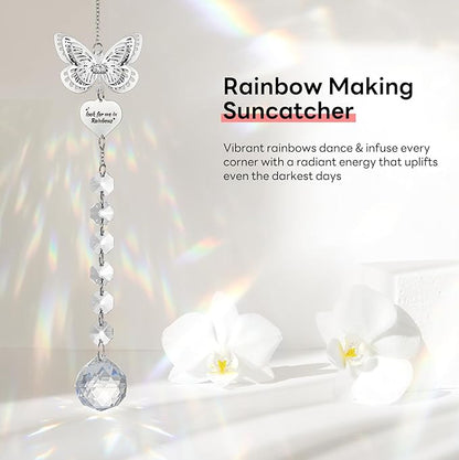 Memorial Crystals Suncatcher - Memorial Sympathy Gifts for Loss of Loved One - Unique Rainbow Maker in Memory of Mom Dad Dog, Ideal Grief Bereavement Miscarriage Gift (Butterfly)