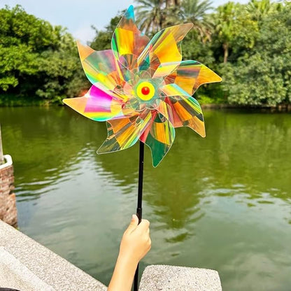 5 Pack Pinwheels for Yard and Garden,Reflective Pinwheels Bird Deterrents Pinwheels for Outside Pinwheel Devices Outdoor Pinwheels for Kids (Transparent Pinwheel 5)