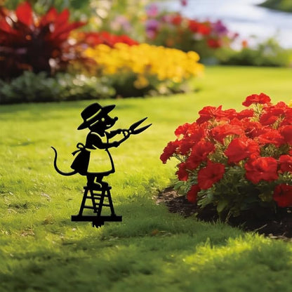 SUPERDANT Metal Mouse Garden Decor for Outside Cute Yard Stakes for Decorations Outdoor Statues Iron Art Stake Decorative Silhouette Lawn Ornament Patio Porch Farmhouse Decoration Gifts