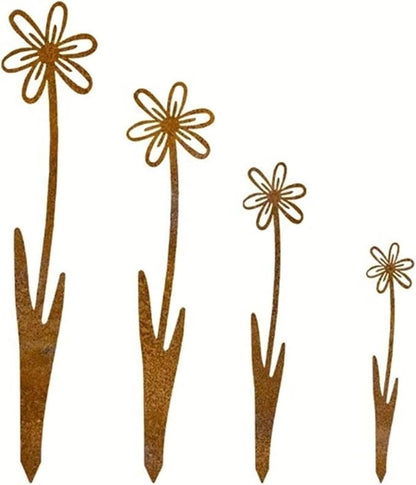 Traditional Iron Flower Stake Weather-Resistant, Decor & Holiday Yard Art for Easy Outdoor Use Artistic Garden Paths Markers Stakes