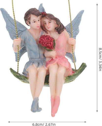 GANAZONO Flower Fairy Pendant Hanging Adornment Resin Artware for Garden Landscape Decor Miniature Outdoor Home Decoration 3.34X2.67X2.36In