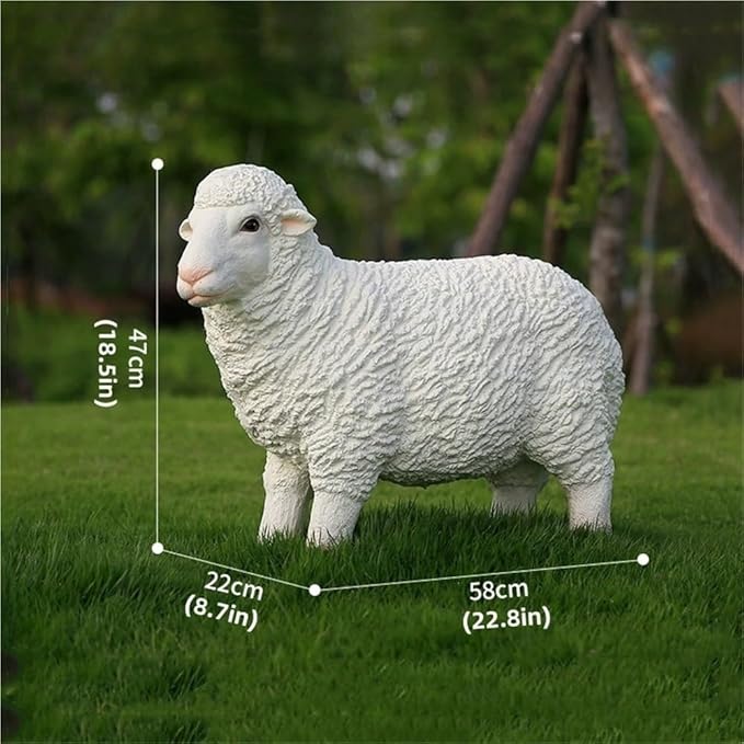 Sheep Garden Statue, Simulation Sheep Sculpture, Outdoor Resin Lamb Standing Ornament, Farm Animal Statue for Farm, Yard, Lawn(22.8x8.7x18.5in)